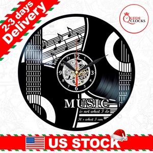 Guitar Vinyl Clock Wall Art Decor Music Lover Gift